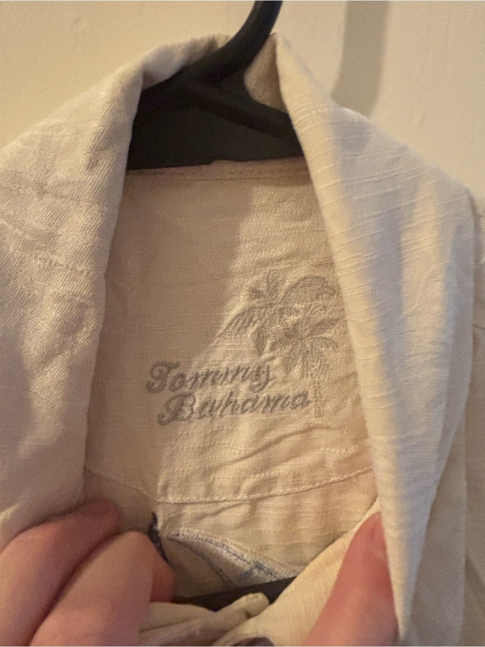 Tommy Bahama Cream Short-Sleeve Linen Button-Down Shirt large downwind to - Picture 4 of 12